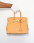 Birkin 30 Fjord Leather in Natural Sable, front view